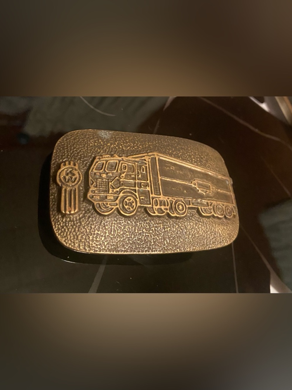 Solid Brass vintage Kenworth 1970s–1980s solid brass rectangular belt buckle #48
